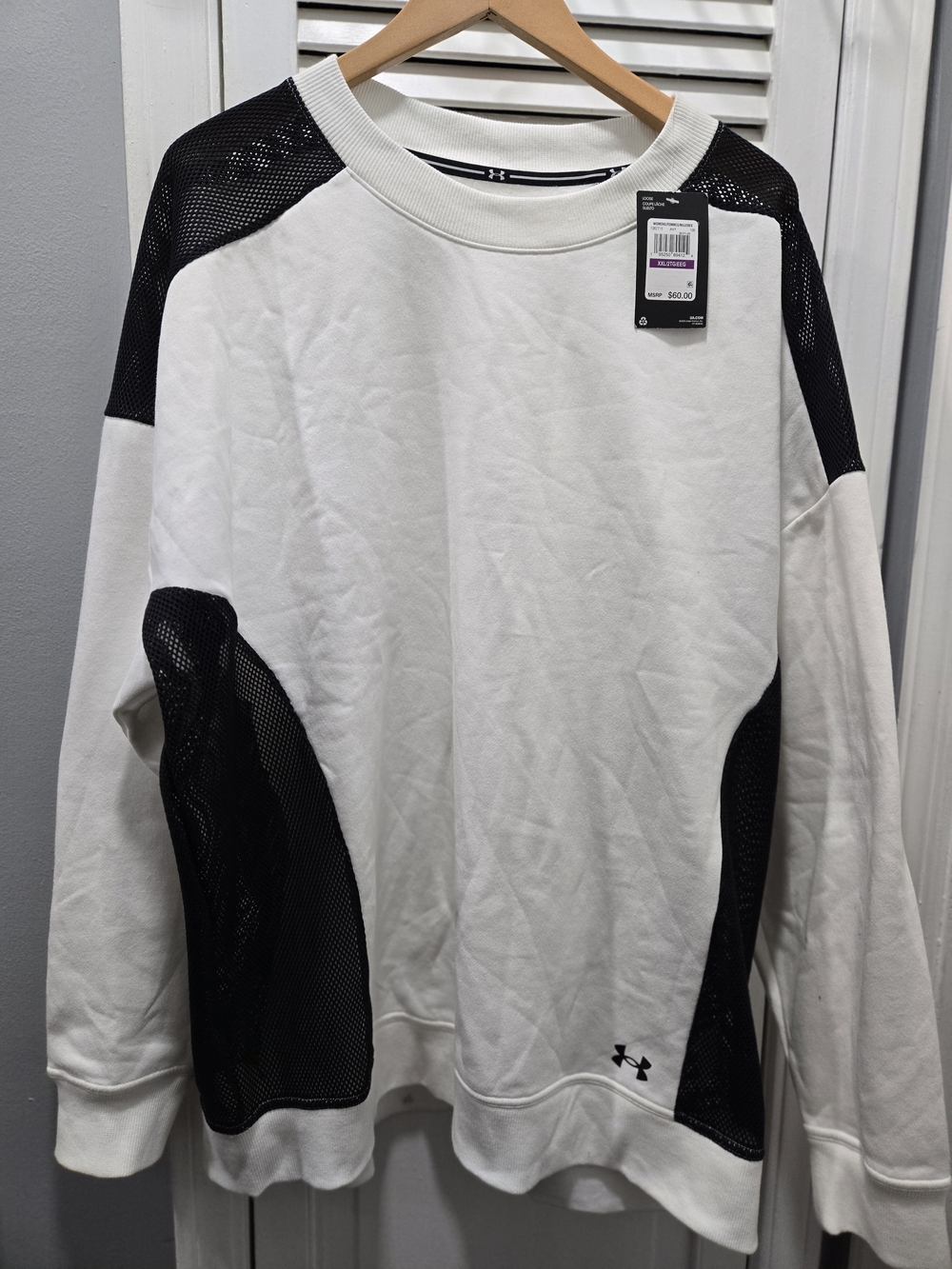 NWT Under Armour UA Oversized Crewneck Sweatshirt With Mesh Crewneck XXL